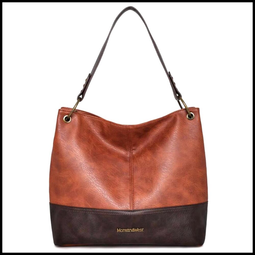 Large Vegan Leather Hobo Bag with Back Pocket and Zipper Closure